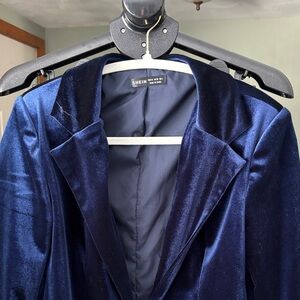 SHEIN Deep Blue Velvet Jacket